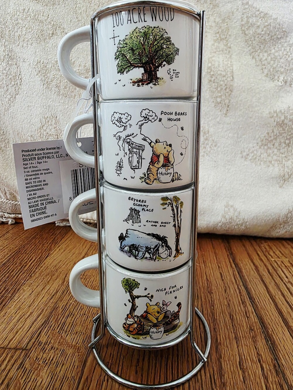 Disney Winnie the Pooh White Stackable Mug Set - 4-Pack